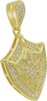 925 Sterling Silver White Round Moissanite Shield Pendant, 0.76 Cts Gold Plated Silver Moissanite Pendant